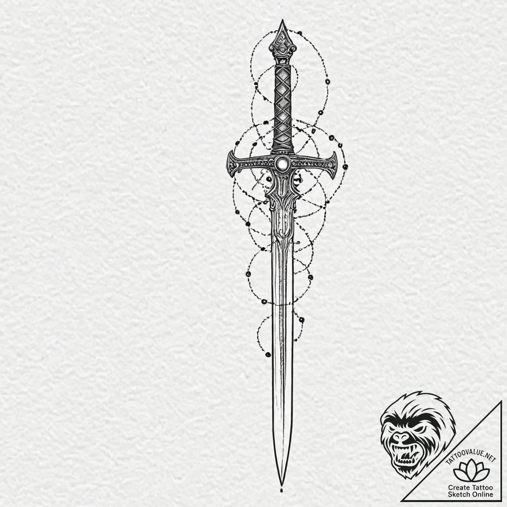 A linework tattoo of arya stark's sword, need... - tattoo sketch (№1753103925_0, 21.07.2025 13:18) — tattoovalue.net