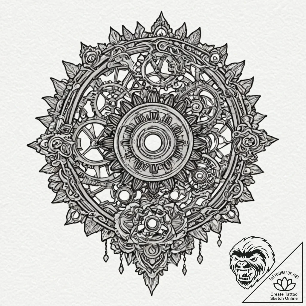 Tattoo design a pair of interlocking gears or... - tattoo sketch (№1753104307_0, 21.07.2025 13:25) — tattoovalue.net