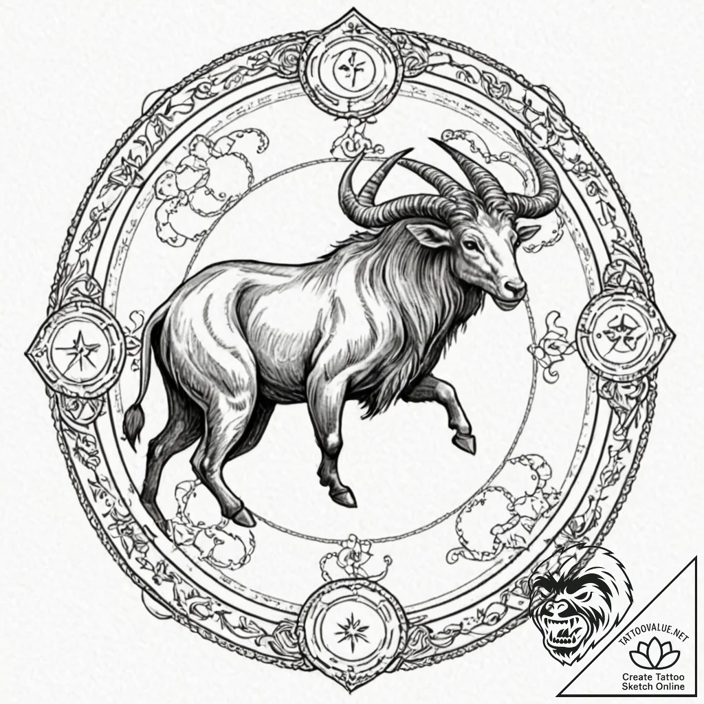 Tattoo sketch a zodiac animal breaking throug... - tattoo sketch (№1753104767_0, 21.07.2025 13:32) — tattoovalue.net