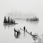 A lone figure standing at the end of a pier o… – tattoo sketch (№1753105688_0, 21.07.2025 13:48) — tattoovalue.net