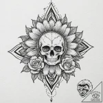 Tattoo sketch: a kolovrat integrated into a s… – tattoo sketch (№1753105918_0, 21.07.2025 13:51) — tattoovalue.net