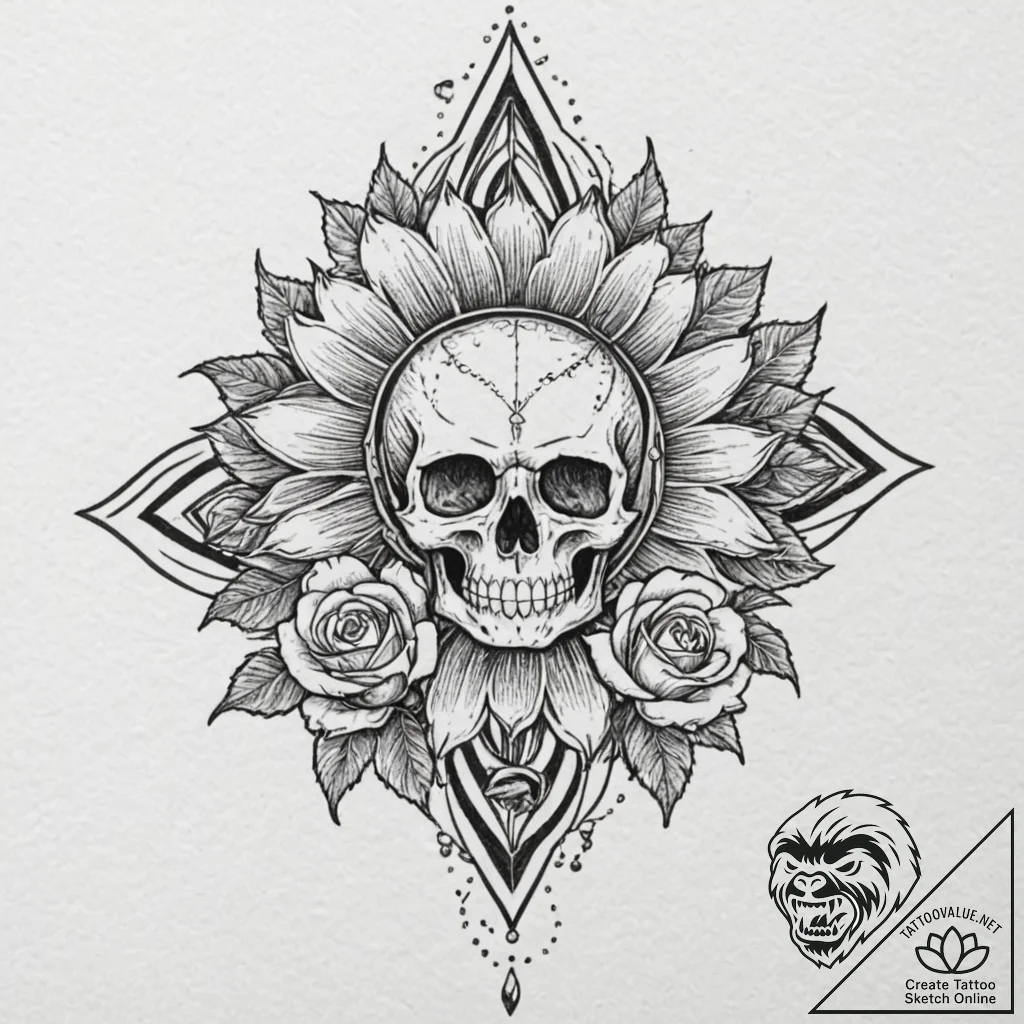 Tattoo sketch: a kolovrat integrated into a s... - tattoo sketch (№1753105918_0, 21.07.2025 13:51) — tattoovalue.net