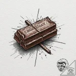 A close-up of a chocolate bar with one square… – tattoo sketch (№1753106609_0, 21.07.2025 14:03) — tattoovalue.net