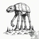 A graphic tattoo of an at-at walker, minimali… – tattoo sketch (№1753106916_0, 21.07.2025 14:08) — tattoovalue.net