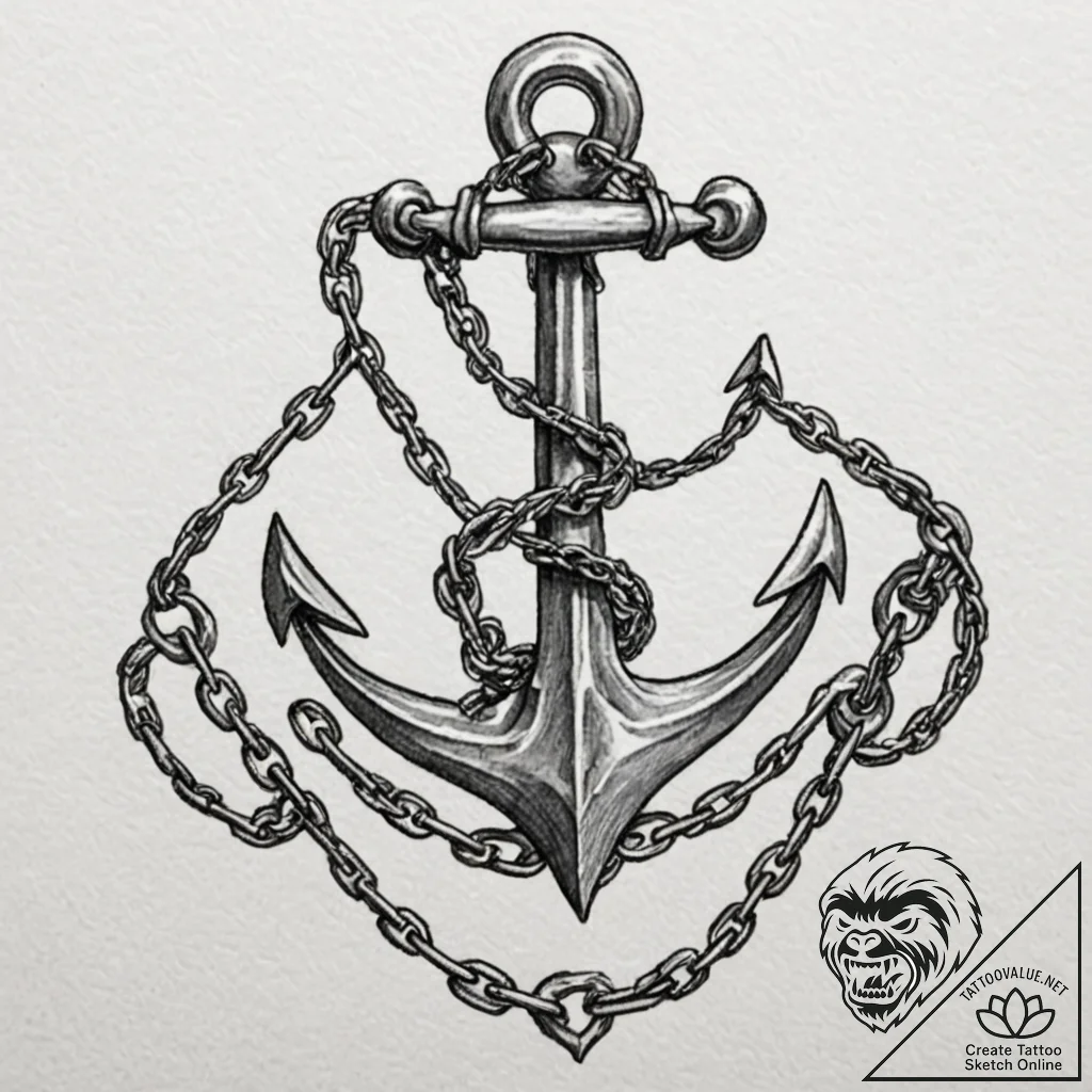 Tattoo design a pair of anchors, one on each... - tattoo sketch (№1753107605_0, 21.07.2025 14:20) — tattoovalue.net