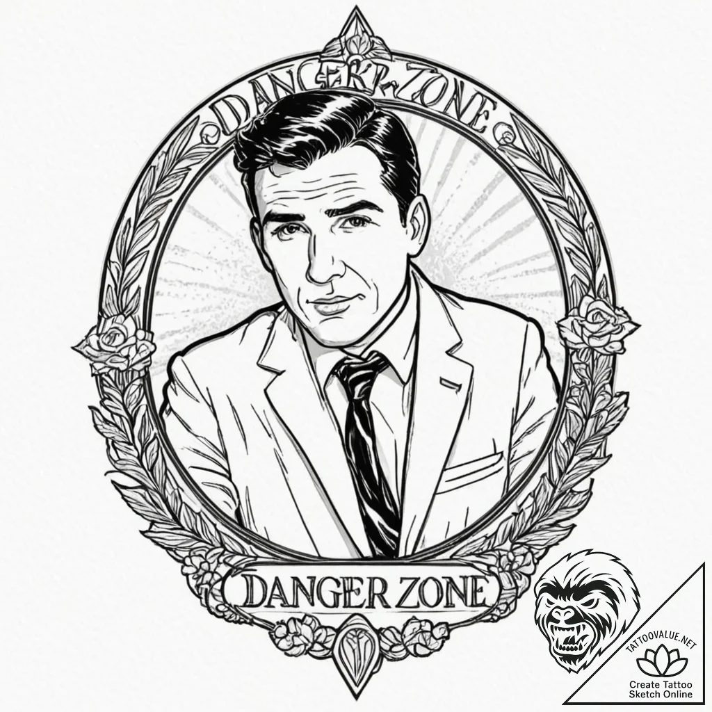 A sketch of sterling archer, with the phrase... - tattoo sketch (№1753107860_0, 21.07.2025 14:24) — tattoovalue.net