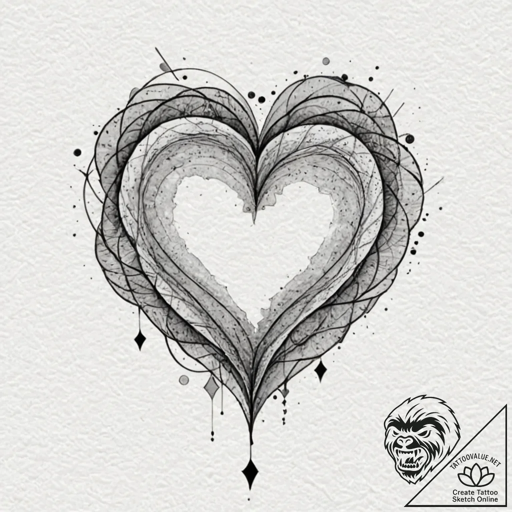 Tattoo design a geometric heart, composed of... - tattoo sketch (№1753108199_0, 21.07.2025 14:29) — tattoovalue.net