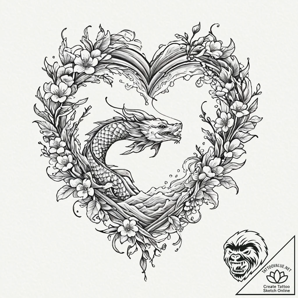 Tattoo sketch a heart transforming into a bir... - tattoo sketch (№1753108284_0, 21.07.2025 14:31) — tattoovalue.net