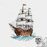A watercolor tattoo of the going merry ship f… – tattoo sketch (№1753108536_0, 21.07.2025 14:35) — tattoovalue.net