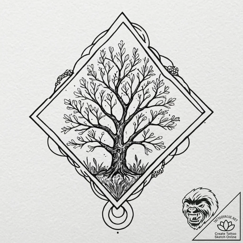 Tattoo design: a "seeded field" rhombus integ... - tattoo sketch (№1753108620_0, 21.07.2025 14:37) — tattoovalue.net