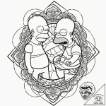 A trash polka tattoo of homer simpson strangl… – tattoo sketch (№1753108705_0, 21.07.2025 14:38) — tattoovalue.net