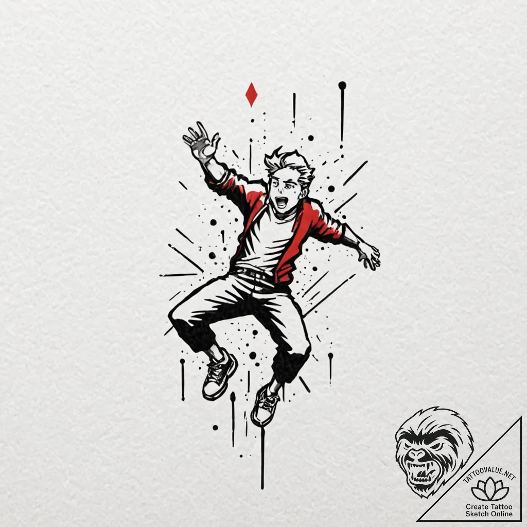 Tattoo sketch a pixelated character breaking... - tattoo sketch (№1753109385_0, 21.07.2025 14:49) — tattoovalue.net