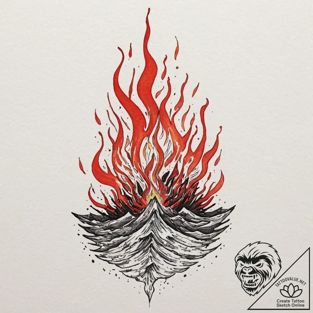 Tattoo design: a depiction of the ritual burn... - tattoo sketch (№1753109556_0, 21.07.2025 14:52) — tattoovalue.net