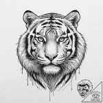 Tiger, artistic tattoo sketch, on a clean whi… – tattoo sketch (№1753109641_0, 21.07.2025 14:54) — tattoovalue.net
