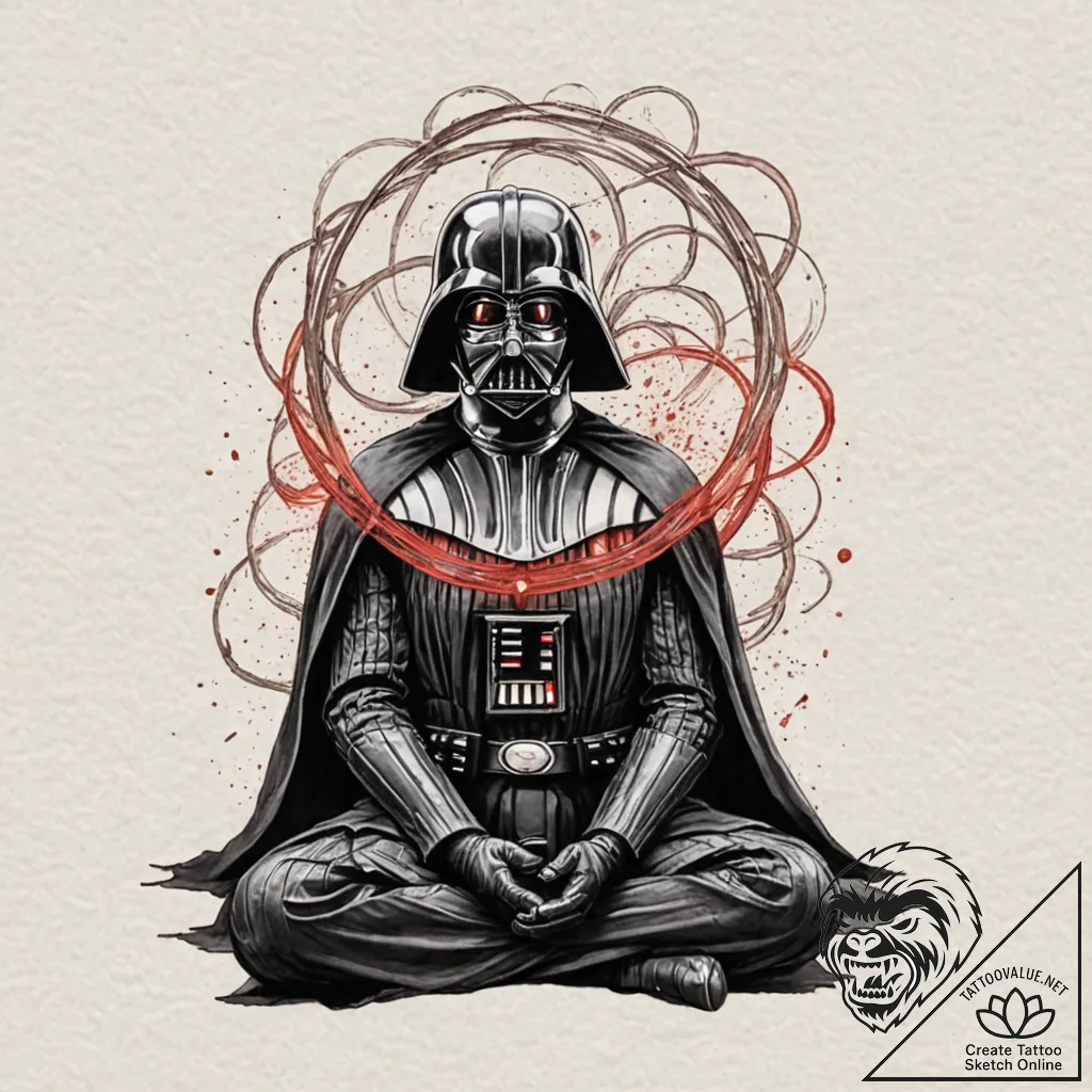Watercolor sketch of darth vader meditating,... - tattoo sketch (№1753110148_0, 21.07.2025 15:02) — tattoovalue.net