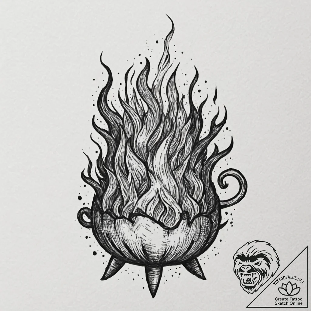 A sketch of calcifer the fire demon from howl... - tattoo sketch (№1753111077_0, 21.07.2025 15:17) — tattoovalue.net