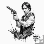 A neo-traditional portrait of anton chigurh w… – tattoo sketch (№1753111164_0, 21.07.2025 15:19) — tattoovalue.net