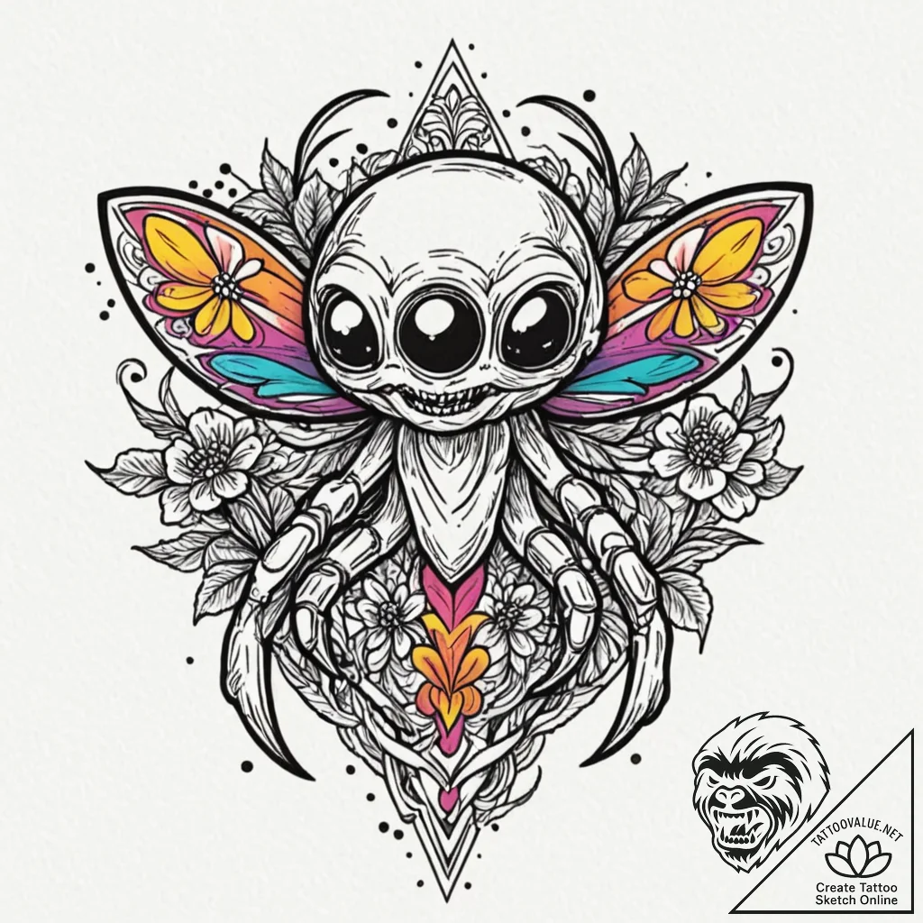 Tattoo sketch a retro space invader alien wit... - tattoo sketch (№1753111249_0, 21.07.2025 15:20) — tattoovalue.net