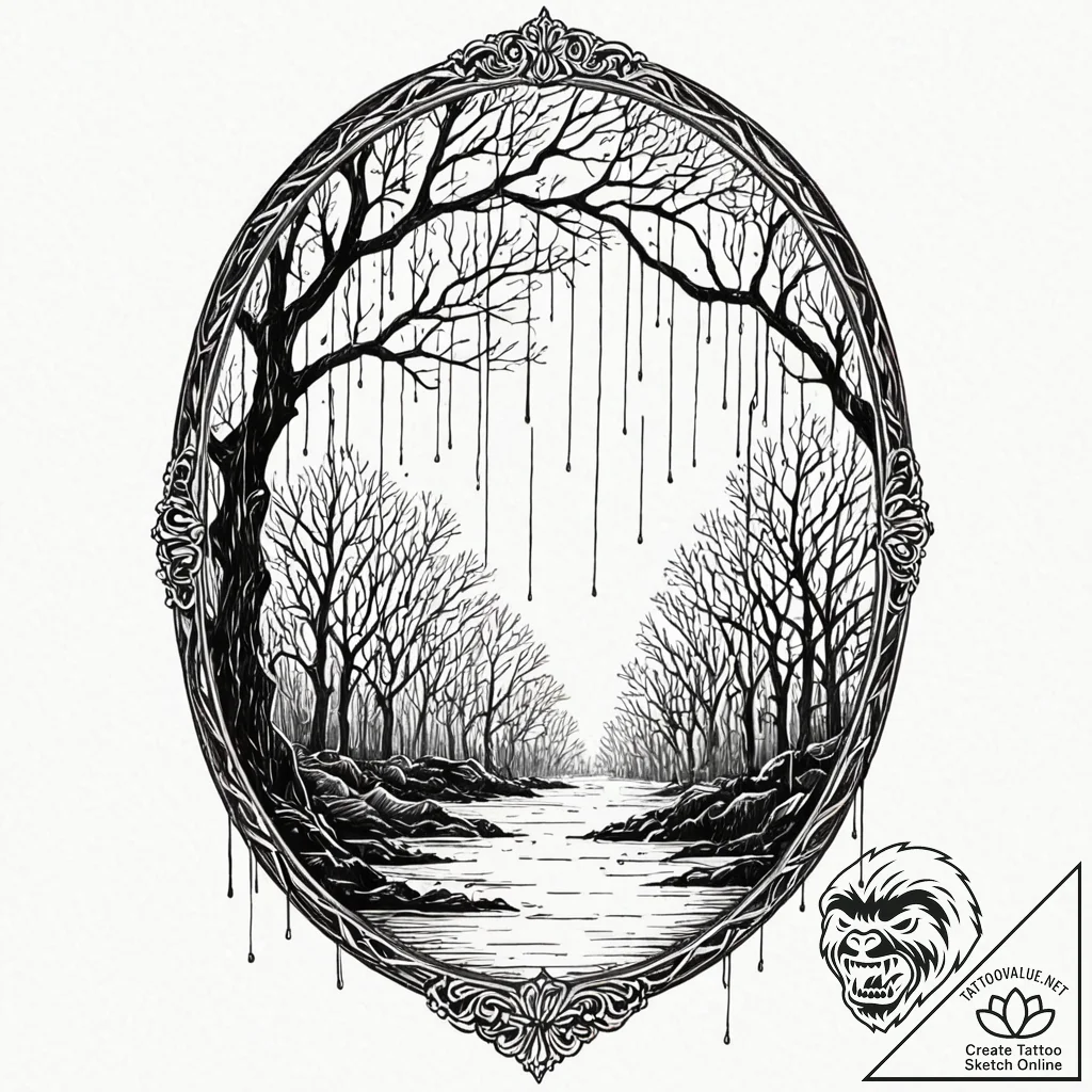 Tattoo design a delicate rain-streaked window... - tattoo sketch (№1753112010_0, 21.07.2025 15:33) — tattoovalue.net