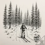 A person cross-country skiing through a silen… – tattoo sketch (№1753114802_0, 21.07.2025 16:20) — tattoovalue.net
