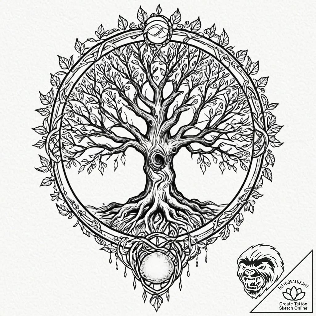 Tattoo design a stylized depiction of the nor... - tattoo sketch (№1753115054_0, 21.07.2025 16:24) — tattoovalue.net