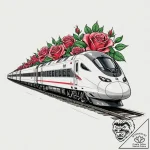 A sleek, modern high-speed bullet train blurr… – tattoo sketch (№1753115139_0, 21.07.2025 16:25) — tattoovalue.net