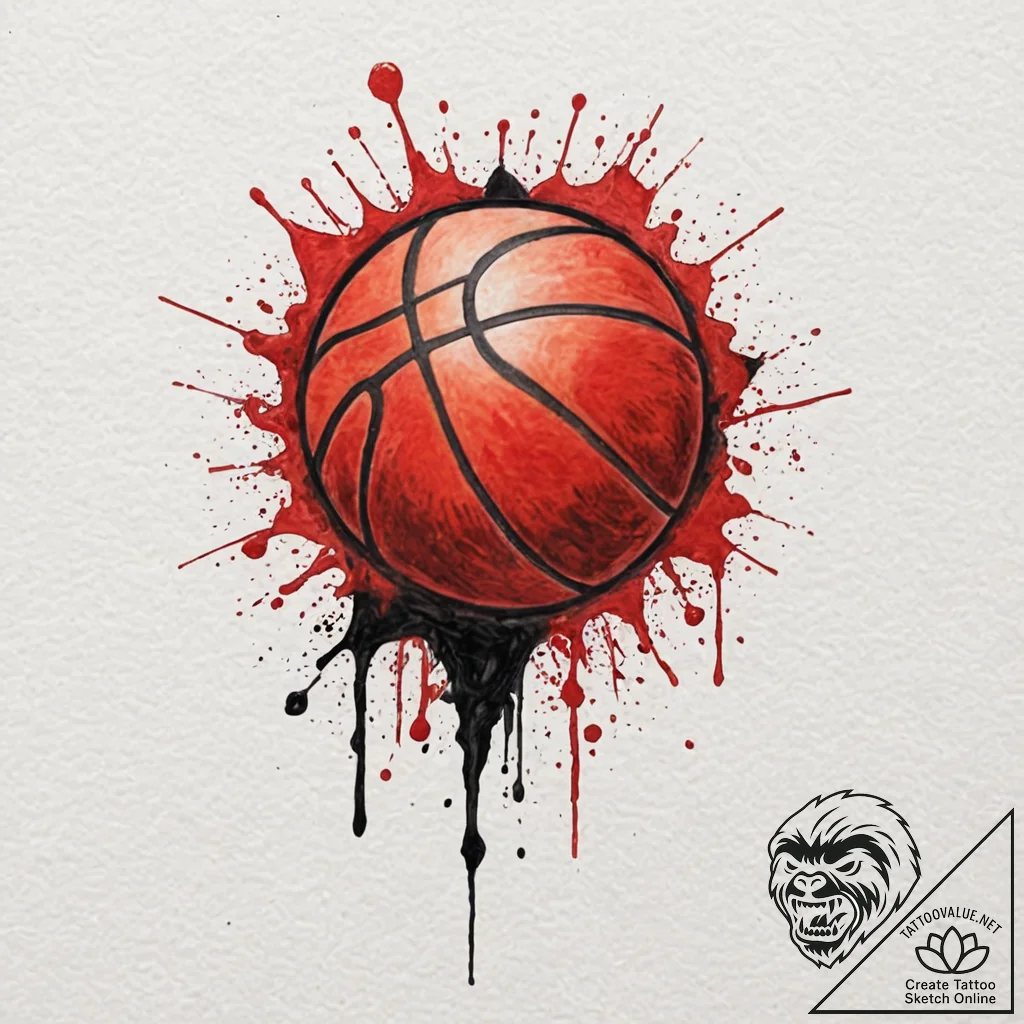 Tattoo design a basketball or football with a... - tattoo sketch (№1753115223_0, 21.07.2025 16:27) — tattoovalue.net