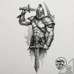 Tattoo design a gladiator’s armored arm with… – tattoo sketch (№1753115982_0, 21.07.2025 16:39) — tattoovalue.net