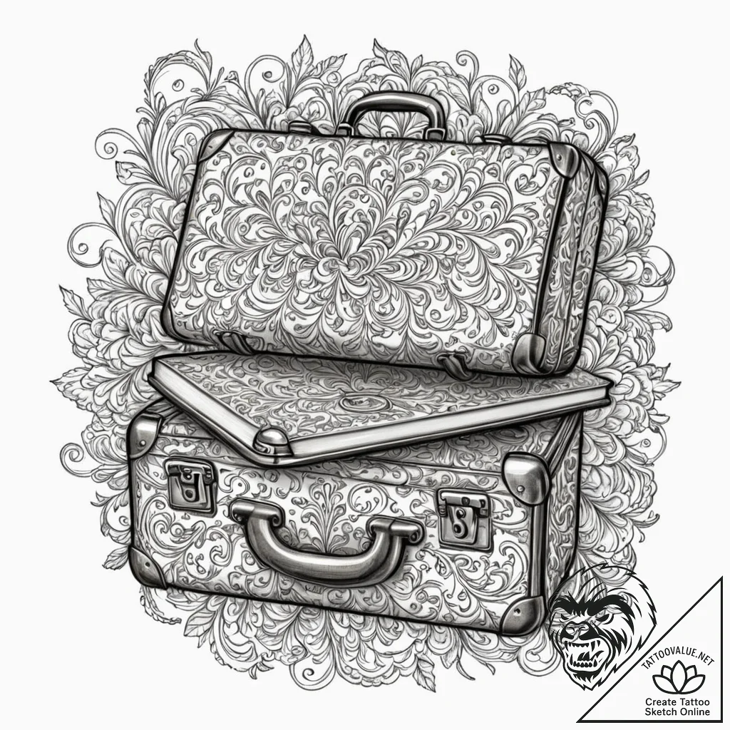 Tattoo sketch a tiny suitcase on one, a trave... - tattoo sketch (№1753116067_0, 21.07.2025 16:41) — tattoovalue.net