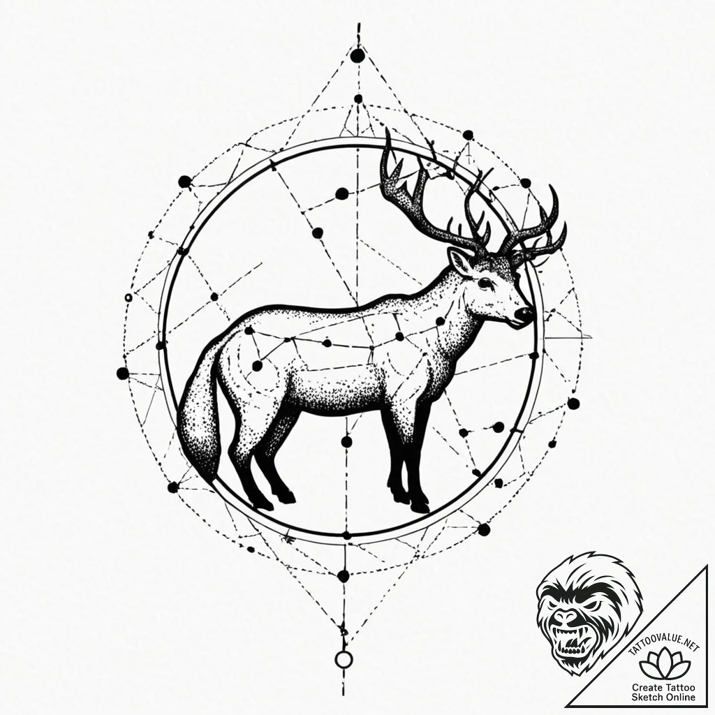 Tattoo sketch a subtle silhouette of the zodi... - tattoo sketch (№1753116152_0, 21.07.2025 16:42) — tattoovalue.net