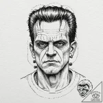 A neo-traditional tattoo portrait of frankens… – tattoo sketch (№1753116490_0, 21.07.2025 16:48) — tattoovalue.net