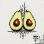 Tattoo design two halves of a avocado pit on… – tattoo sketch (№1753116915_0, 21.07.2025 16:55) — tattoovalue.net