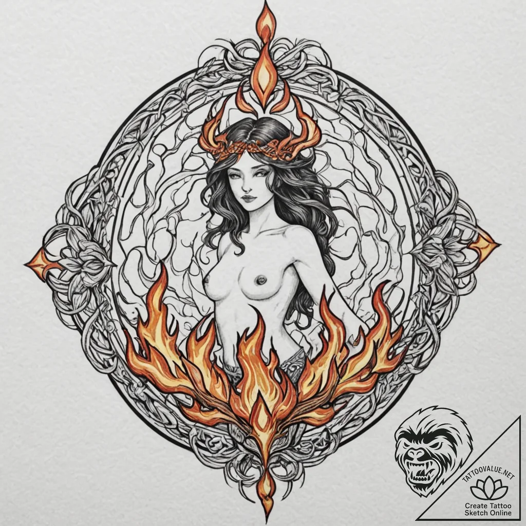 р сѓрѕр° рљсђр°рґр° (krada, fire, sacrifice,... - tattoo sketch (№1753117000_0, 21.07.2025 16:56) — tattoovalue.net