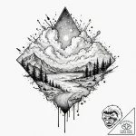 Sky, tattoo sketch design, on a clean white p… – tattoo sketch (№1753117084_0, 21.07.2025 16:58) — tattoovalue.net