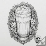 Tattoo design a ‘cookie’ on one, a ‘glass of… – tattoo sketch (№1753117167_0, 21.07.2025 16:59) — tattoovalue.net