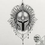 Tattoo sketch a stylized spartan helmet merge… – tattoo sketch (№1753117337_0, 21.07.2025 17:02) — tattoovalue.net