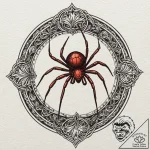 Black widow (spider), artistic tattoo sketch,… – tattoo sketch (№1753117420_0, 21.07.2025 17:03) — tattoovalue.net