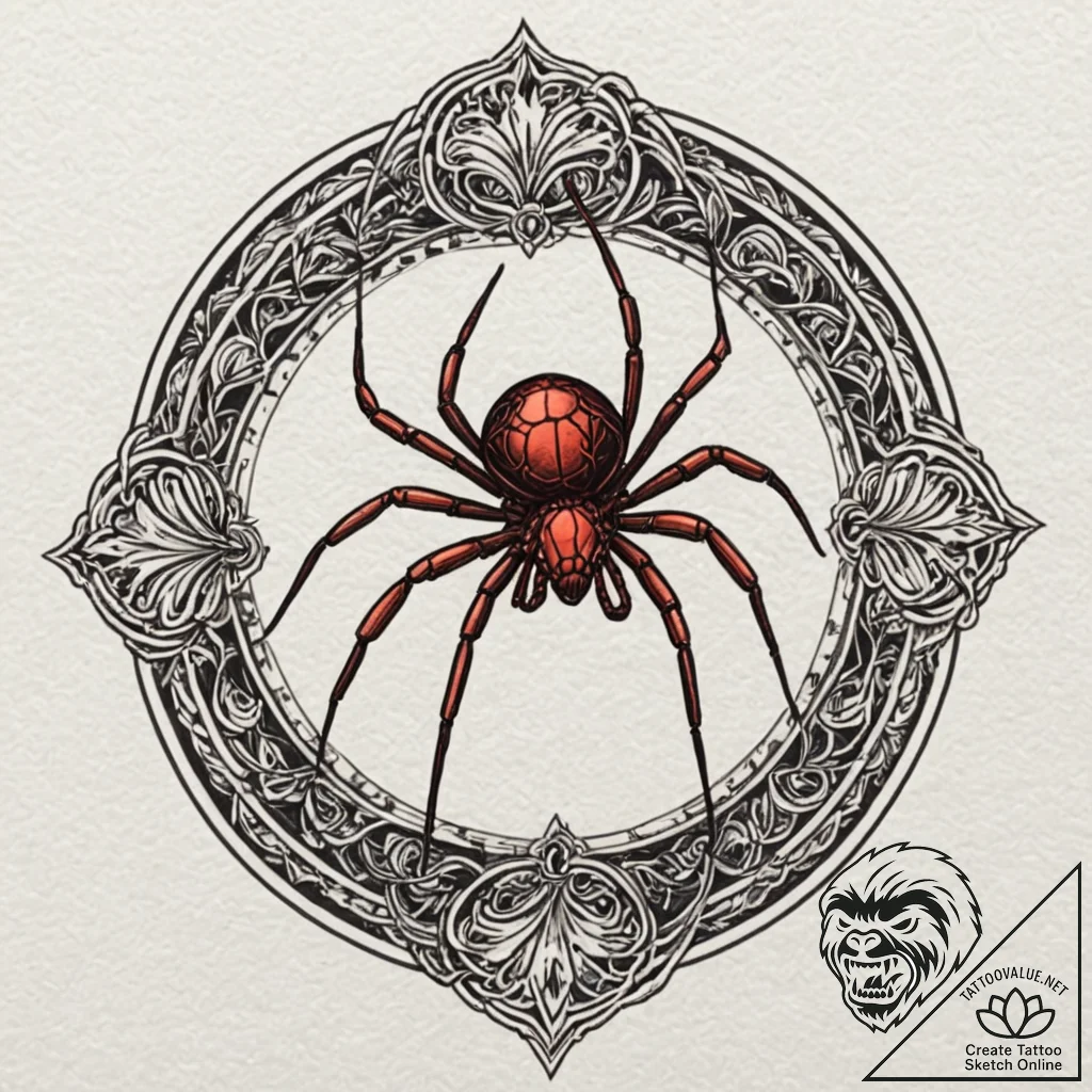 Black widow (spider), artistic tattoo sketch,... - tattoo sketch (№1753117420_0, 21.07.2025 17:03) — tattoovalue.net