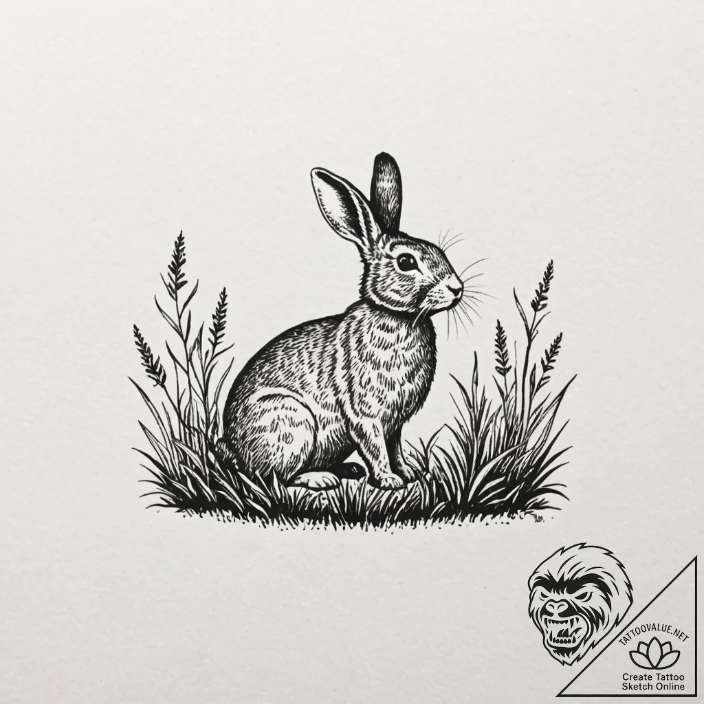 Tattoo design a simple silhouette of a rabbit... - tattoo sketch (№1753117928_0, 21.07.2025 17:12) — tattoovalue.net