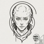 141. (ghost in the shell) a linework tattoo o… – tattoo sketch (№1753118266_0, 21.07.2025 17:17) — tattoovalue.net