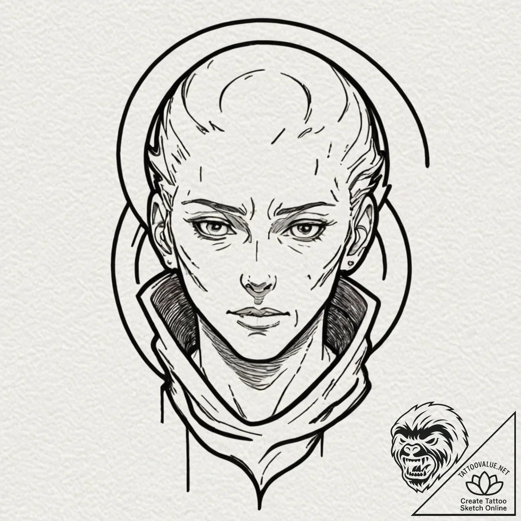 141. (ghost in the shell) a linework tattoo o... - tattoo sketch (№1753118266_0, 21.07.2025 17:17) — tattoovalue.net