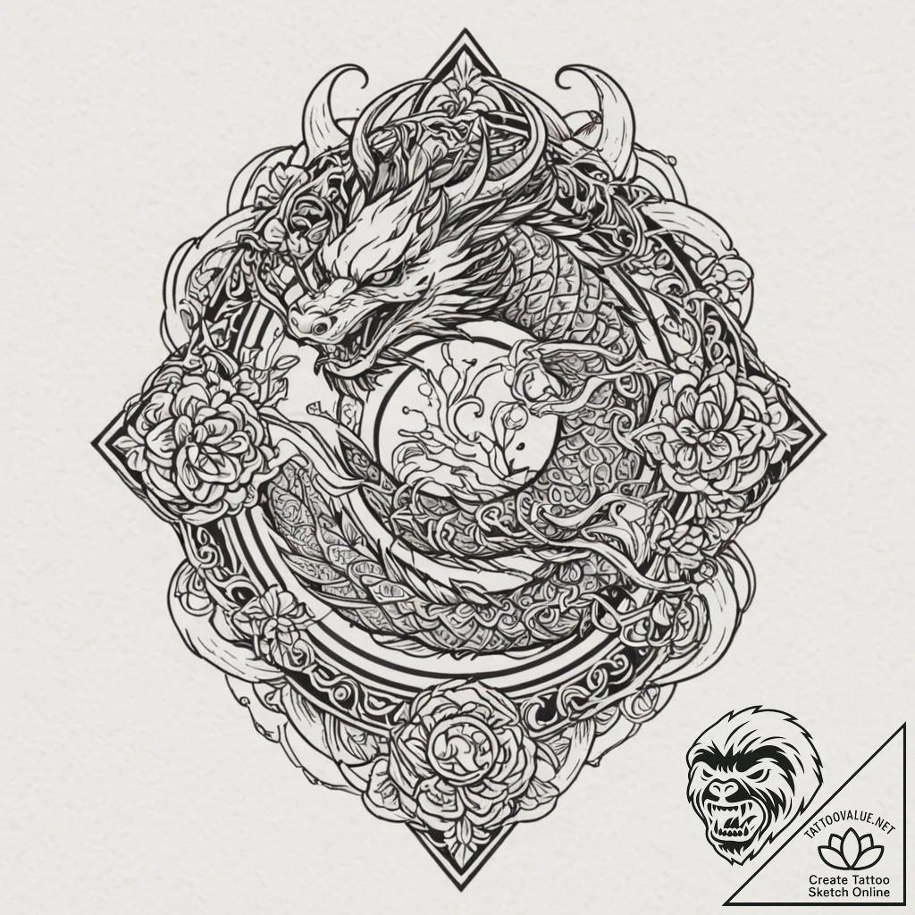A blackwork sleeve concept featuring various... - tattoo sketch (№1753118435_0, 21.07.2025 17:20) — tattoovalue.net