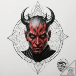 Graphic novel style portrait of a menacing da… – tattoo sketch (№1753118602_0, 21.07.2025 17:23) — tattoovalue.net