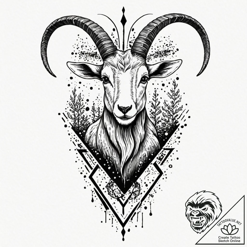 Tattoo design a capricorn goat-fish, half bla... - tattoo sketch (№1753119029_0, 21.07.2025 17:30) — tattoovalue.net