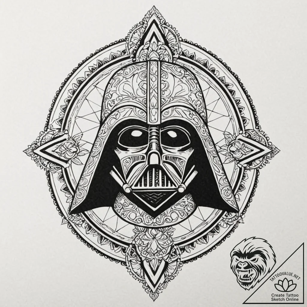 Neo-traditional tattoo design of darth vader'... - tattoo sketch (№1753119196_0, 21.07.2025 17:33) — tattoovalue.net