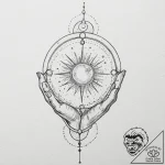 Tattoo sketch a celestial body being held by… – tattoo sketch (№1753119706_0, 21.07.2025 17:41) — tattoovalue.net