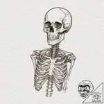 Skeleton, tattoo drawing outline, sepia tone… – tattoo sketch (№1753119960_0, 21.07.2025 17:46) — tattoovalue.net