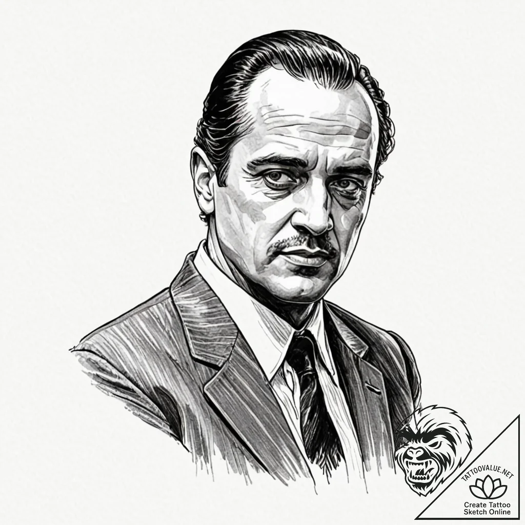 A graphic novel portrait of fredo corleone, w... - tattoo sketch (№1753120042_0, 21.07.2025 17:47) — tattoovalue.net