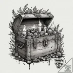 Tattoo sketch a stylized “epic loot” chest ov… – tattoo sketch (№1753120291_0, 21.07.2025 17:51) — tattoovalue.net