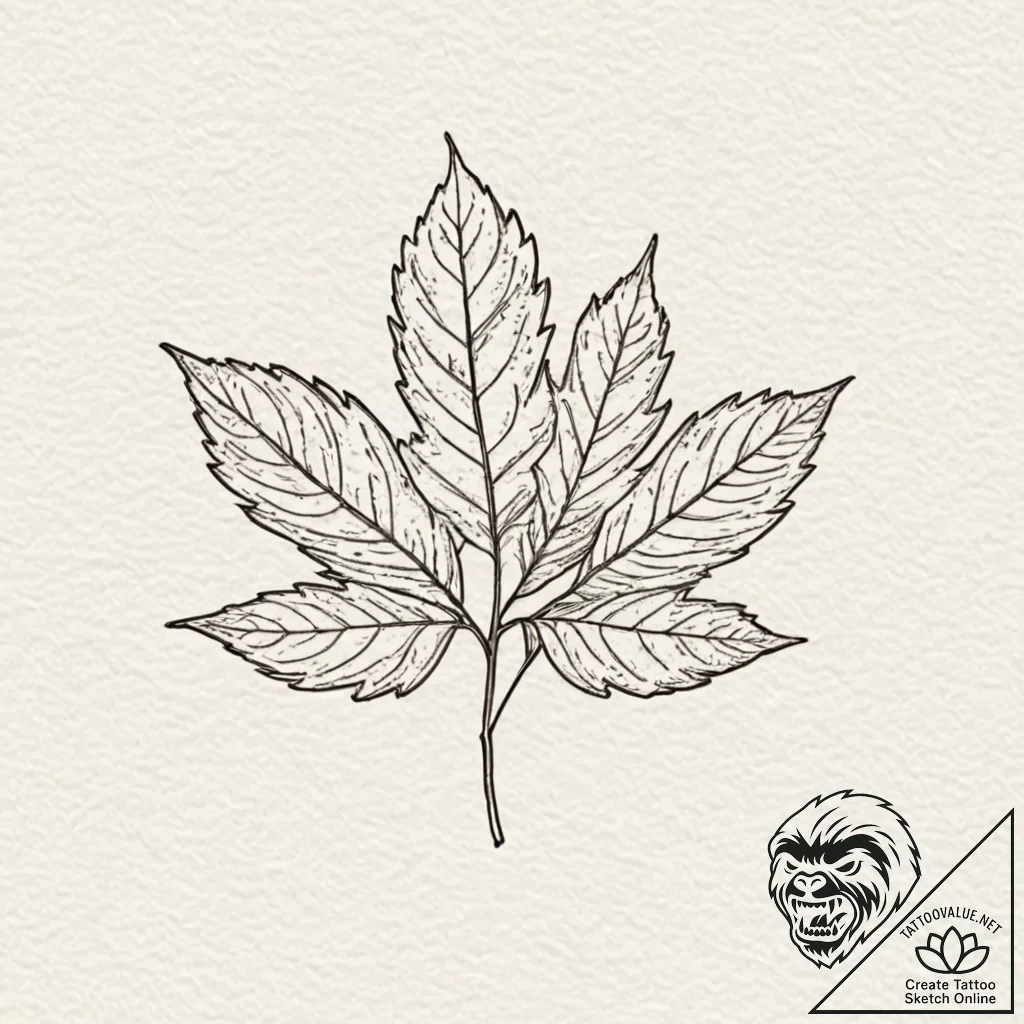 Leaf, artistic tattoo sketch, on a clean whit... - tattoo sketch (№1753120871_0, 21.07.2025 18:01) — tattoovalue.net